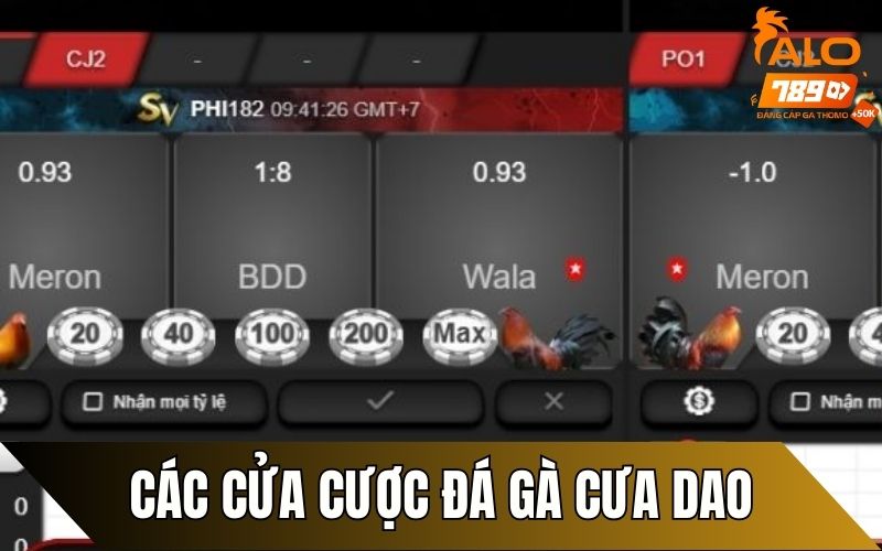 Các hình thức đặt cược đá gà cựa dao phổ biến